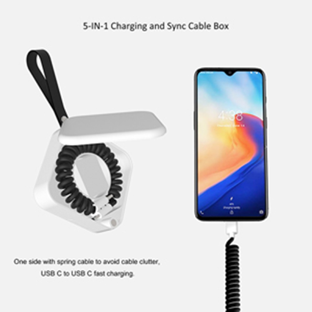 ALL IN 1 USB CABLE BOX With 3 ADAPTERS 2 ANGLE'S BRACKETS FOR ALL USB A USB C TRAVEL CHARGERS POWR BANKS SMARTPHONES NOTEBOOK MACBOOK CHARGING SYNC